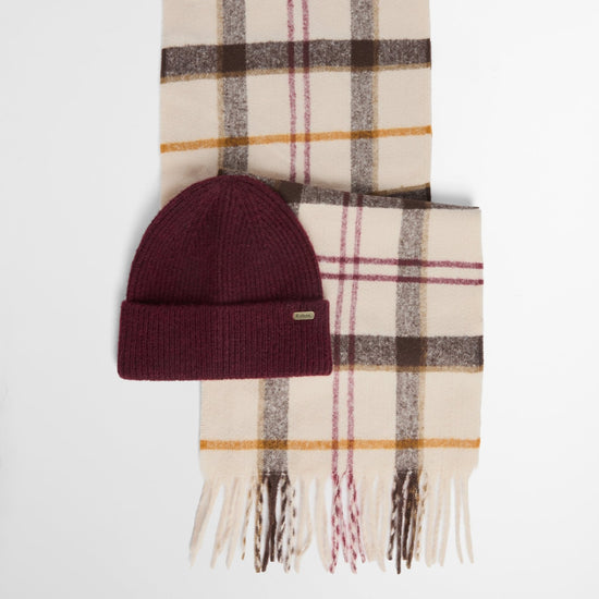 Young Ideas & Henmores -Olivia Beanie & Scarf Gift Set -TN92 Light Muted Tartan -OS