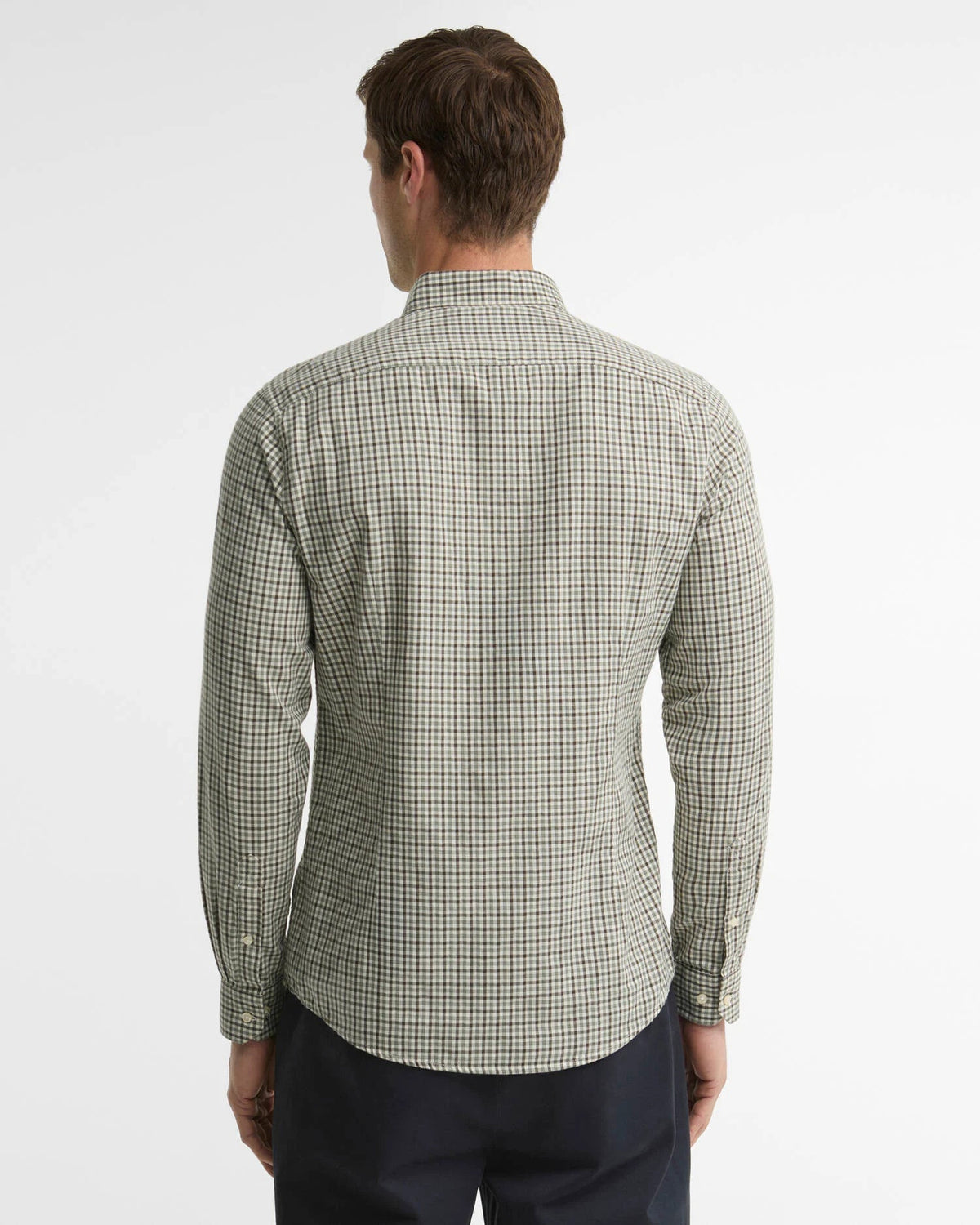 Young Ideas & Henmores -Padshaw Tailored Gingham Shirt -OL51 Olive -L
