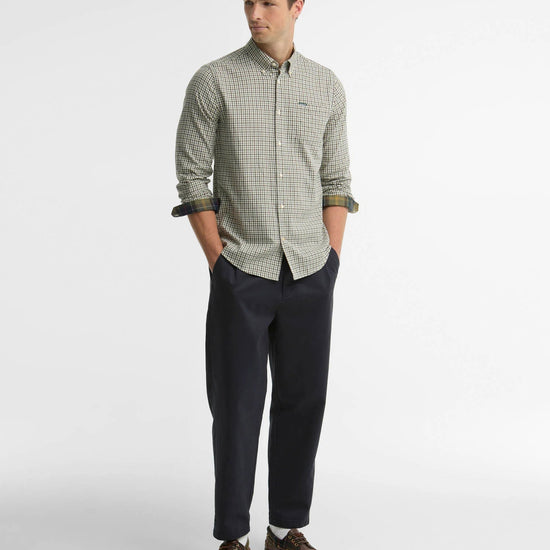 Young Ideas & Henmores -Padshaw Tailored Gingham Shirt -OL51 Olive -L