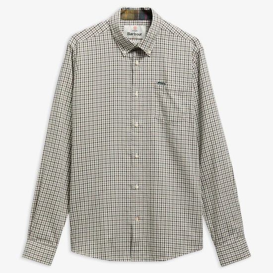 Young Ideas & Henmores -Padshaw Tailored Gingham Shirt -OL51 Olive -L