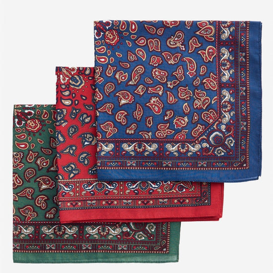 Young Ideas/Henmores - Paisley Hankies - Boxed Set - MI11 Red/Green/Navy - OS