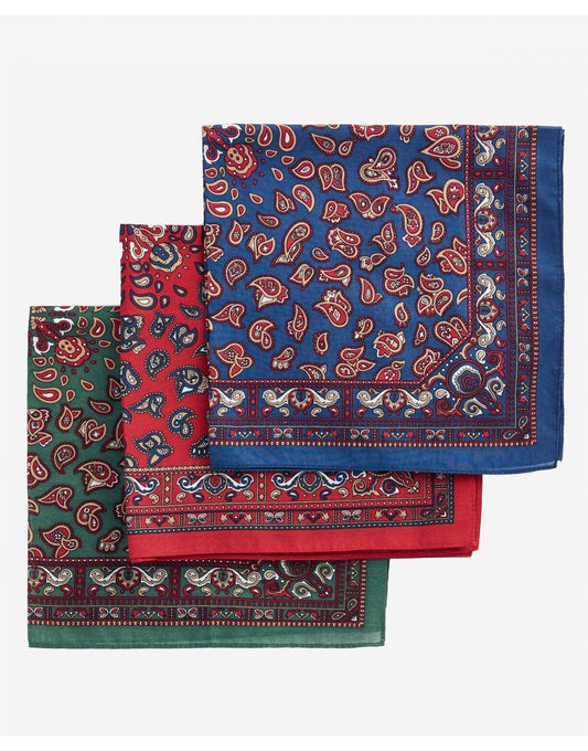 Young Ideas/Henmores - Paisley Hankies - Boxed Set - MI11 Red/Green/Navy - OS