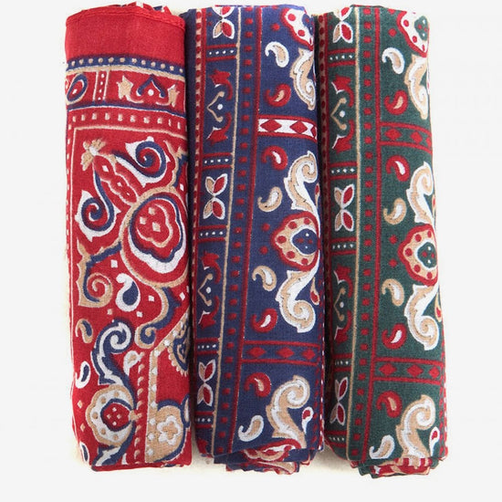 Young Ideas/Henmores - Paisley Hankies - Boxed Set - MI11 Red/Green/Navy - OS
