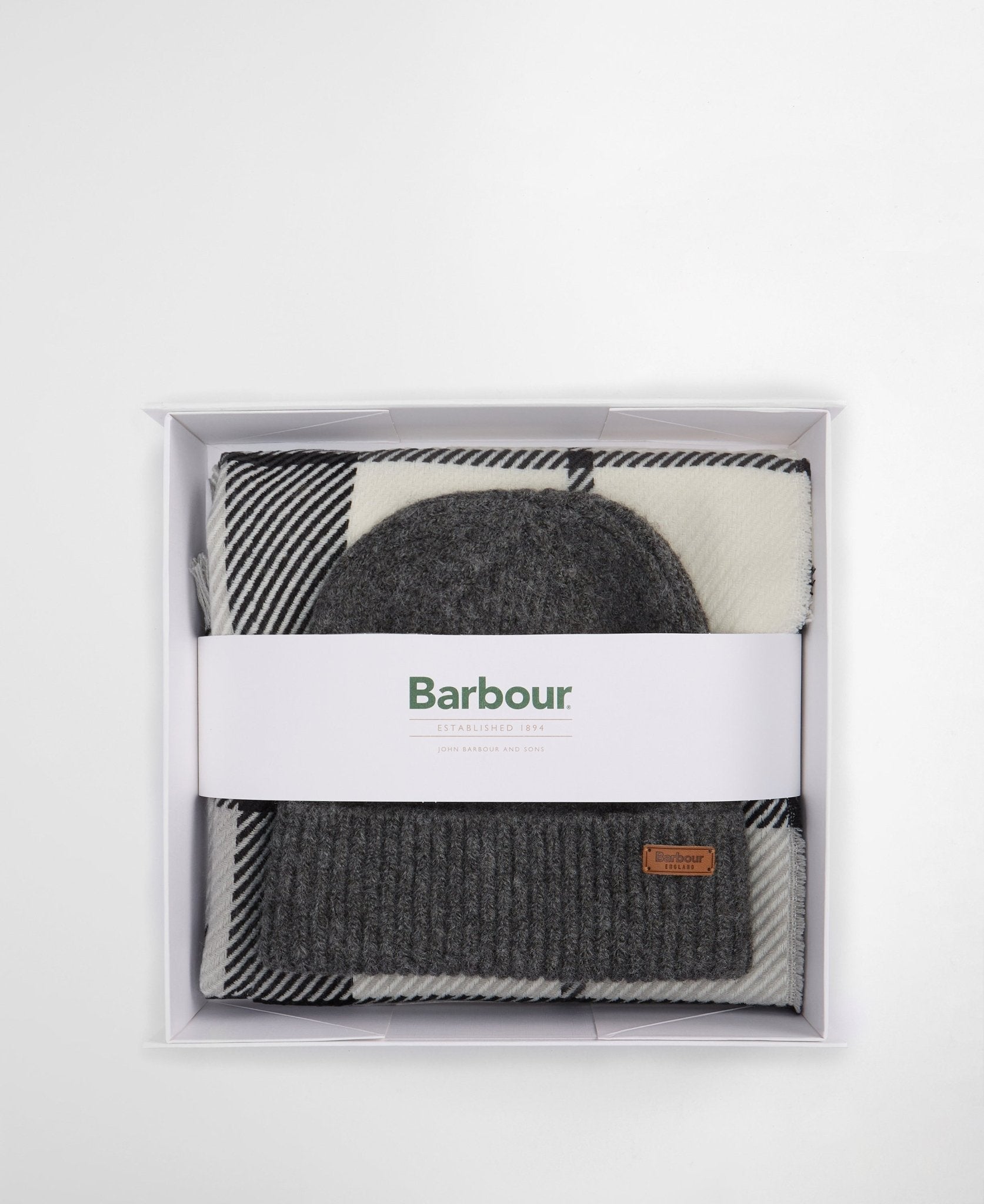 Young Ideas & Henmores -Pendle Beanie & Blair Scarf Gift Set -TN26 Light Birchwood Tartan -OS