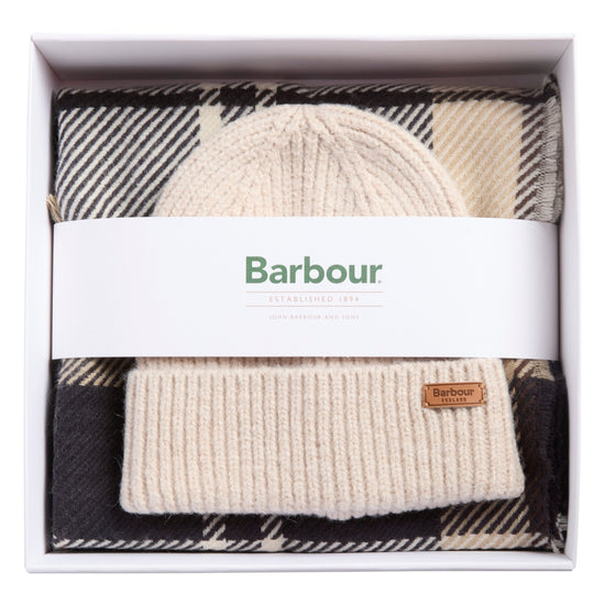 Young Ideas & Henmores -Pendle Beanie & Blair Scarf Gift Set -TN26 Light Birchwood Tartan -OS