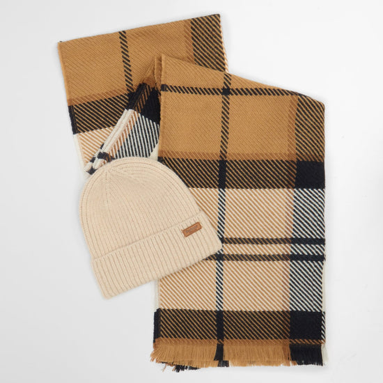 Young Ideas & Henmores -Pendle Beanie & Blair Scarf Gift Set -BR52 Hessian Navy -OS