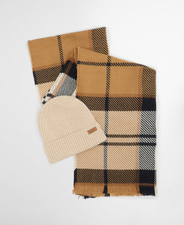 Young Ideas & Henmores -Pendle Beanie & Blair Scarf Gift Set -BR52 Hessian Navy -OS