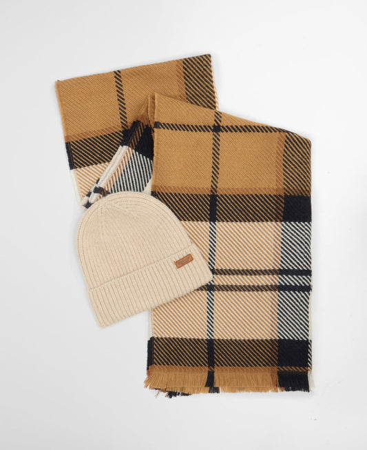 Young Ideas & Henmores -Pendle Beanie & Blair Scarf Gift Set -BR52 Hessian Navy -OS