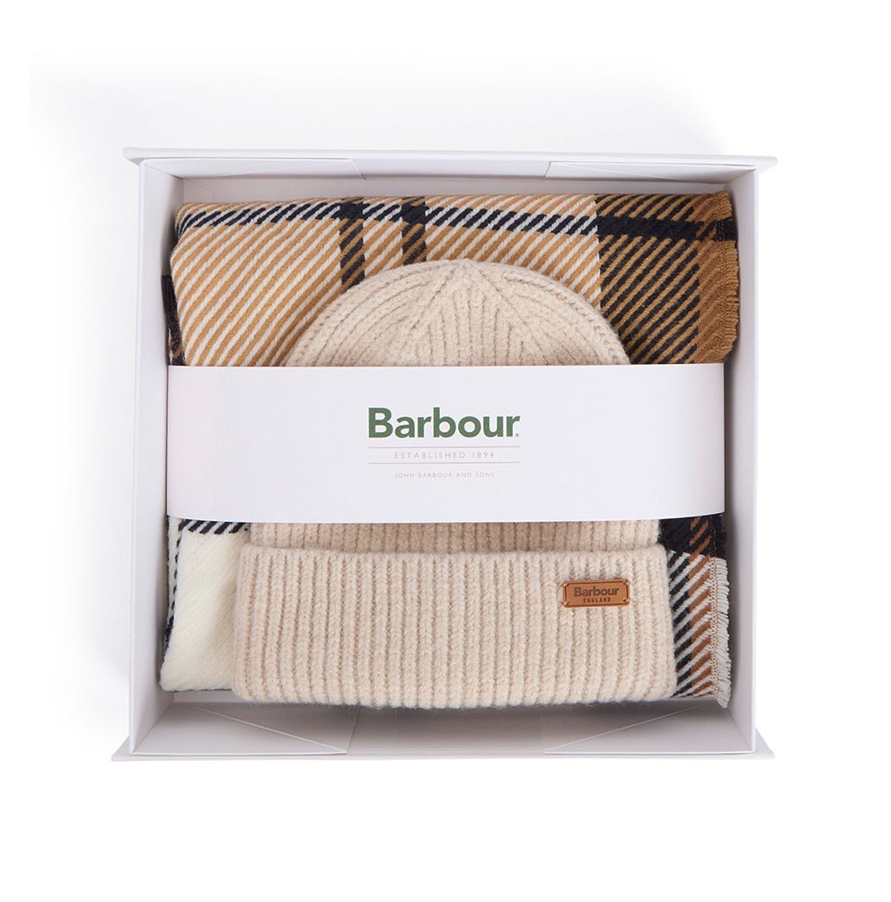 Young Ideas & Henmores -Pendle Beanie & Blair Scarf Gift Set -TN26 Light Birchwood Tartan -OS