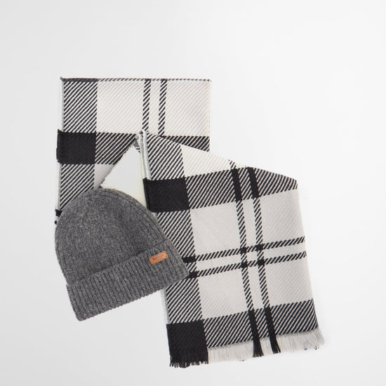 Young Ideas & Henmores -Pendle Beanie & Blair Scarf Gift Set -GY31 Monochrome -OS