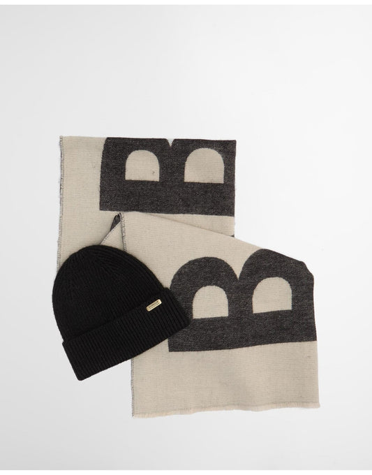 Young Ideas/Henmores - Pendle Beanie & Milla Scarf Gift Set - BK11 Black/Jasmine - OS