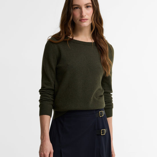 Young Ideas & Henmores -Pendle Crew Knitted Jumper -OL75 Olive/Birchwood Tartan -8
