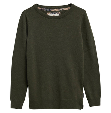 Young Ideas & Henmores -Pendle Crew Knitted Jumper -OL75 Olive/Birchwood Tartan -8