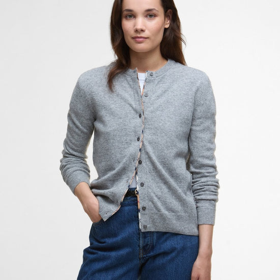 Young Ideas/Henmores - Pendle Knitted Cardigan - GY71 Grey Marl/Hessian Tartan - 8