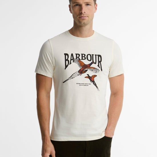 Young Ideas & Henmores -Pheasant Graphic Tailored T-Shirt -WH32 Whisper White -L