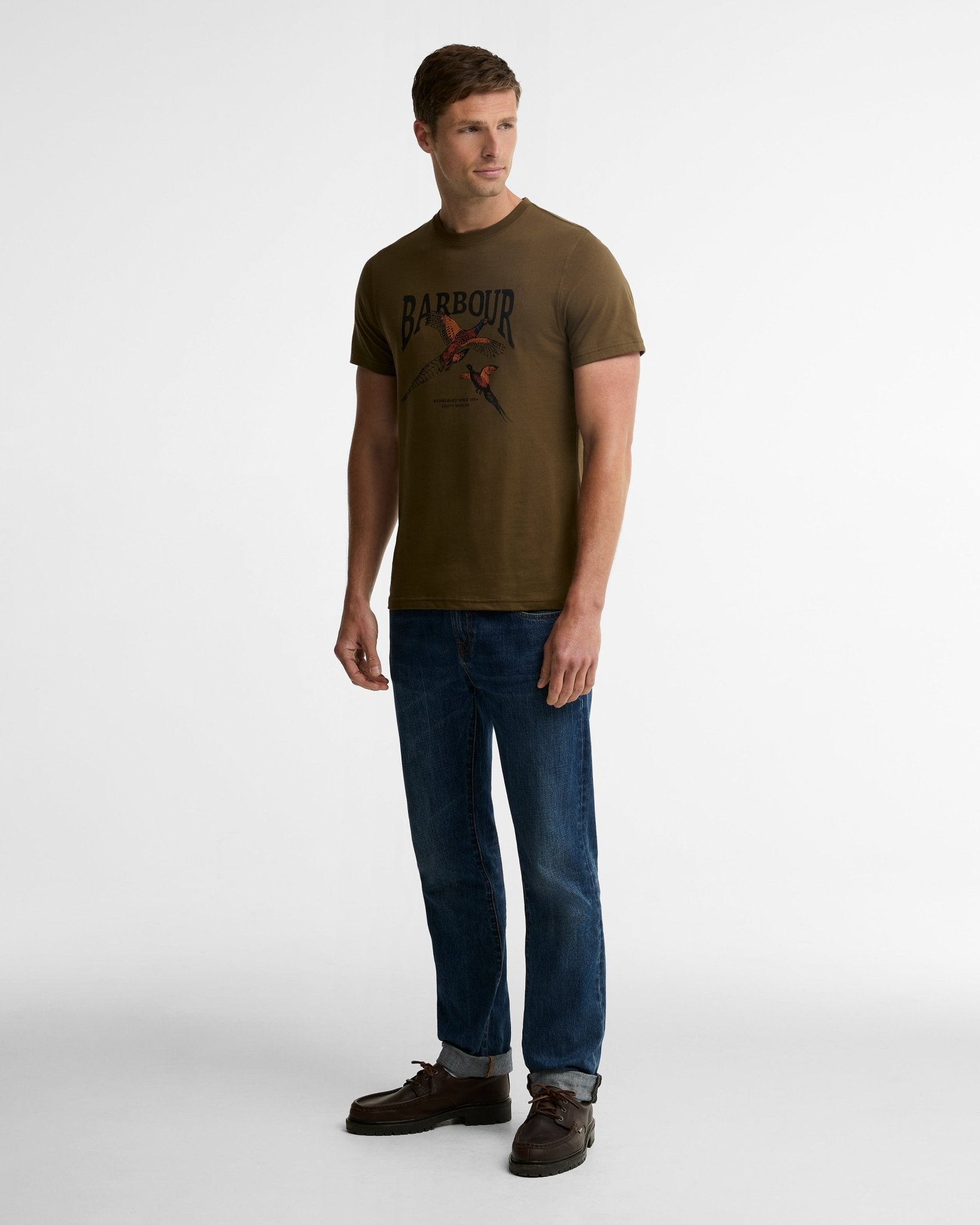 Young Ideas & Henmores -Pheasant Graphic Tailored T-Shirt -WH32 Whisper White -L