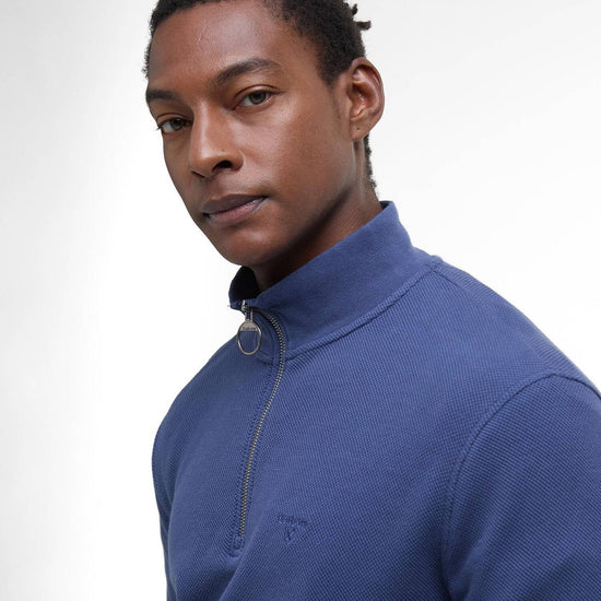 Young Ideas/Henmores - Pique Interlock Half Zip Sweatshirt - BU74 Oceana - S