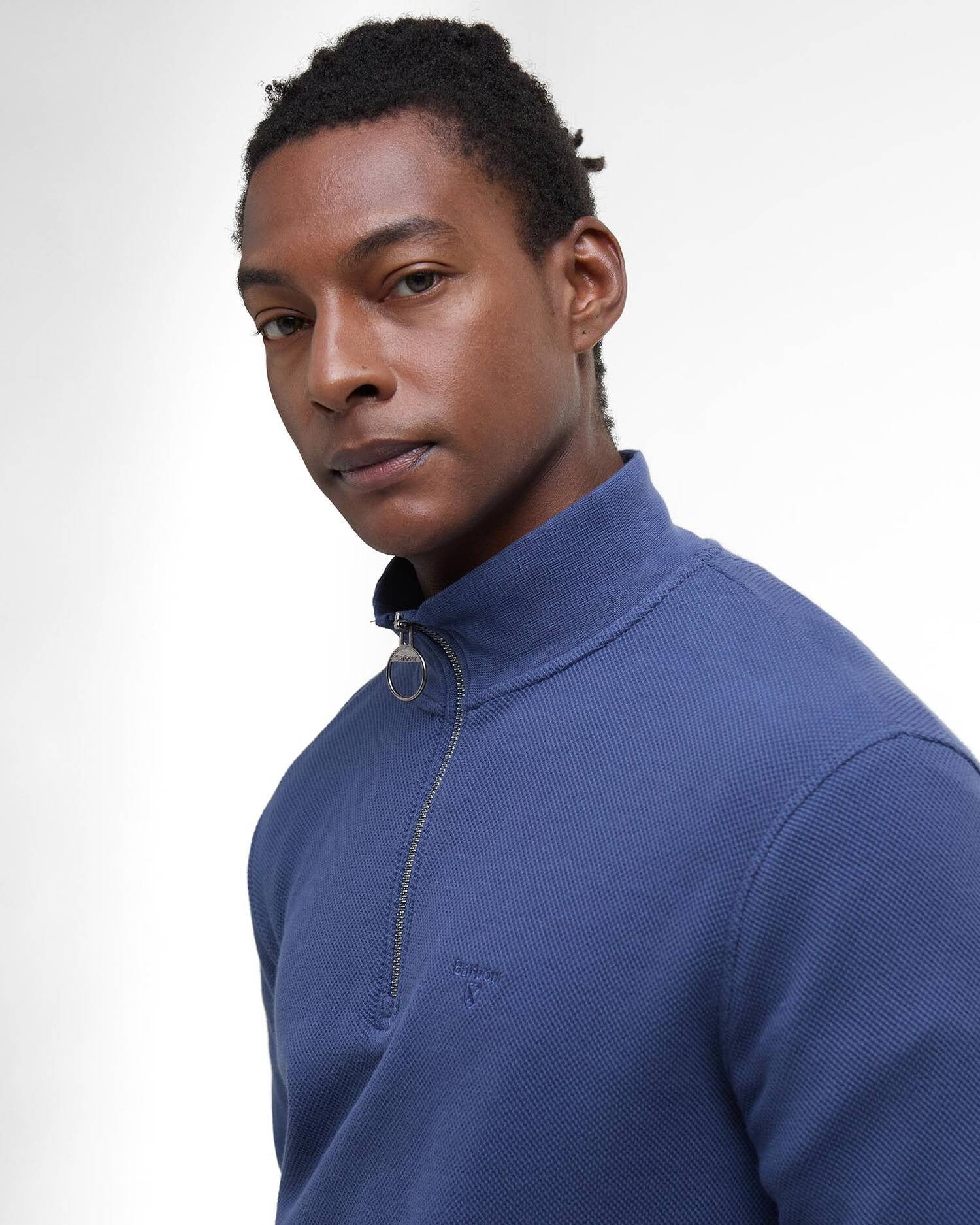 Young Ideas/Henmores - Pique Interlock Half Zip Sweatshirt - BU74 Oceana - S