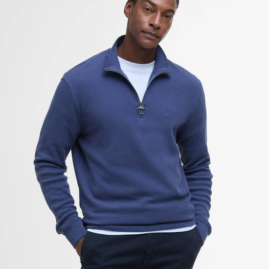 Young Ideas/Henmores - Pique Interlock Half Zip Sweatshirt - BU74 Oceana - S
