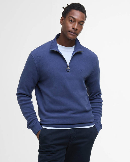 Young Ideas/Henmores - Pique Interlock Half Zip Sweatshirt - BU74 Oceana - S