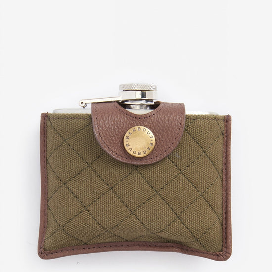 Young Ideas/Henmores - Quilted Padbury Hip Flask - BR71 Dark Brown/Olive - OS