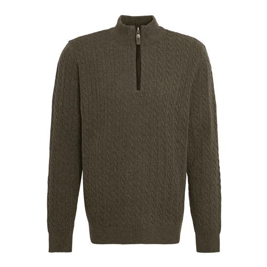 Young Ideas/Henmores - Ramsden Half Zip Knitted Jumper - GN61 Ivy Green - M