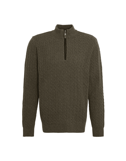 Young Ideas/Henmores - Ramsden Half Zip Knitted Jumper - GN61 Ivy Green - M