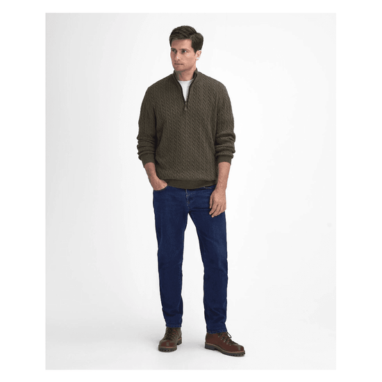 Young Ideas/Henmores - Ramsden Half Zip Knitted Jumper - GN61 Ivy Green - M