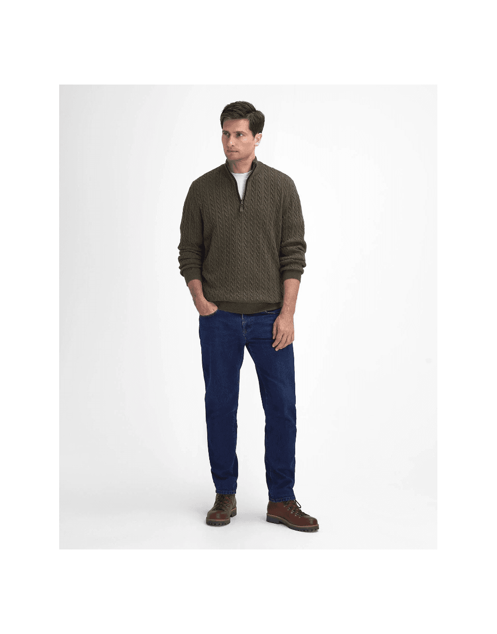 Young Ideas/Henmores - Ramsden Half Zip Knitted Jumper - GN61 Ivy Green - M