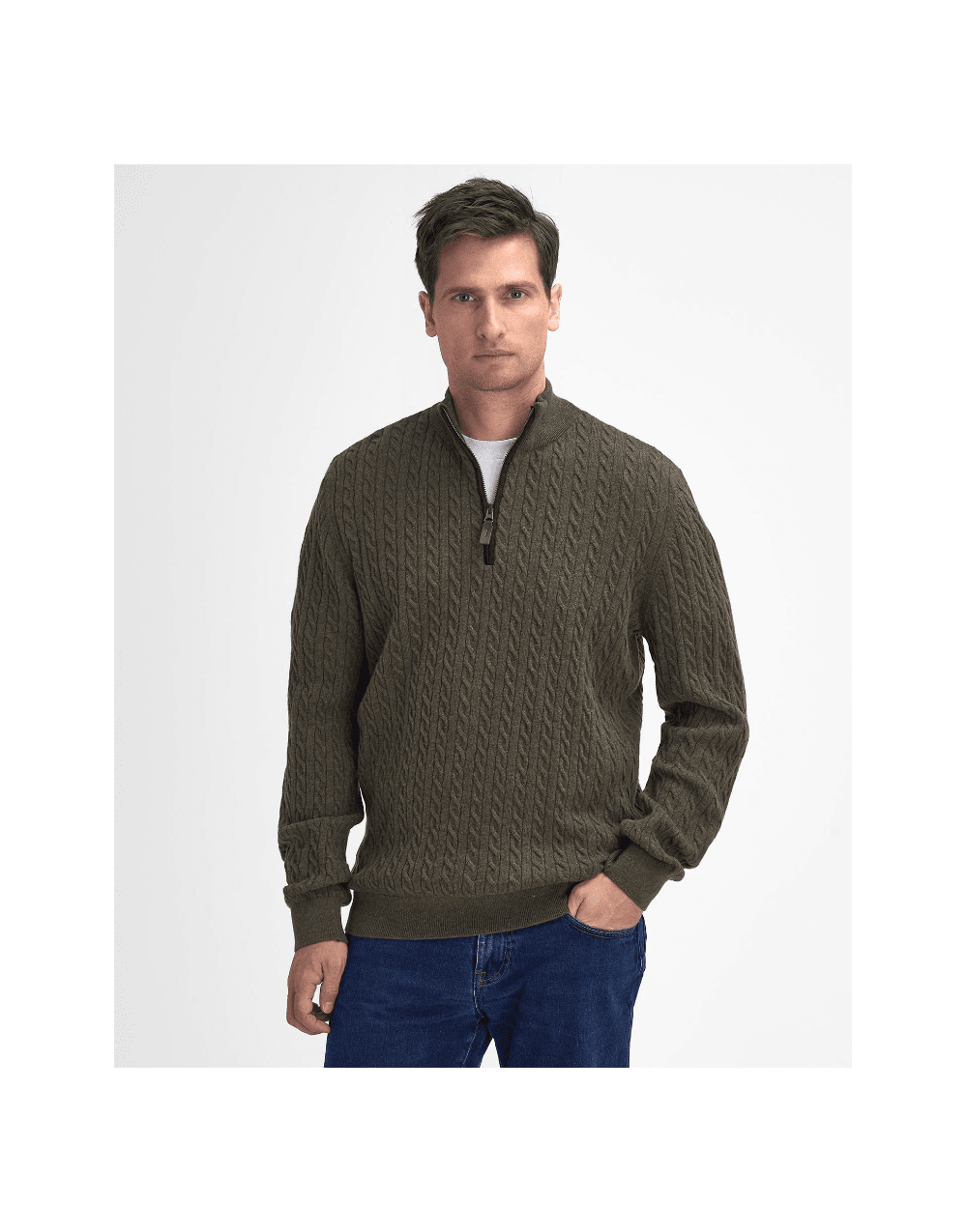 Young Ideas/Henmores - Ramsden Half Zip Knitted Jumper - GN61 Ivy Green - M