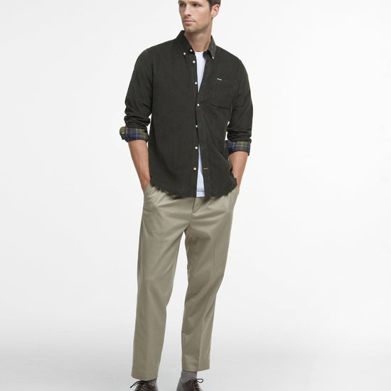 Young Ideas & Henmores -Ramsey Tailored Cord Shirt -GN91 Forest -L