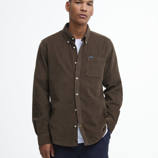 Young Ideas & Henmores -Ramsey Tailored Cord Shirt -GN91 Forest -L