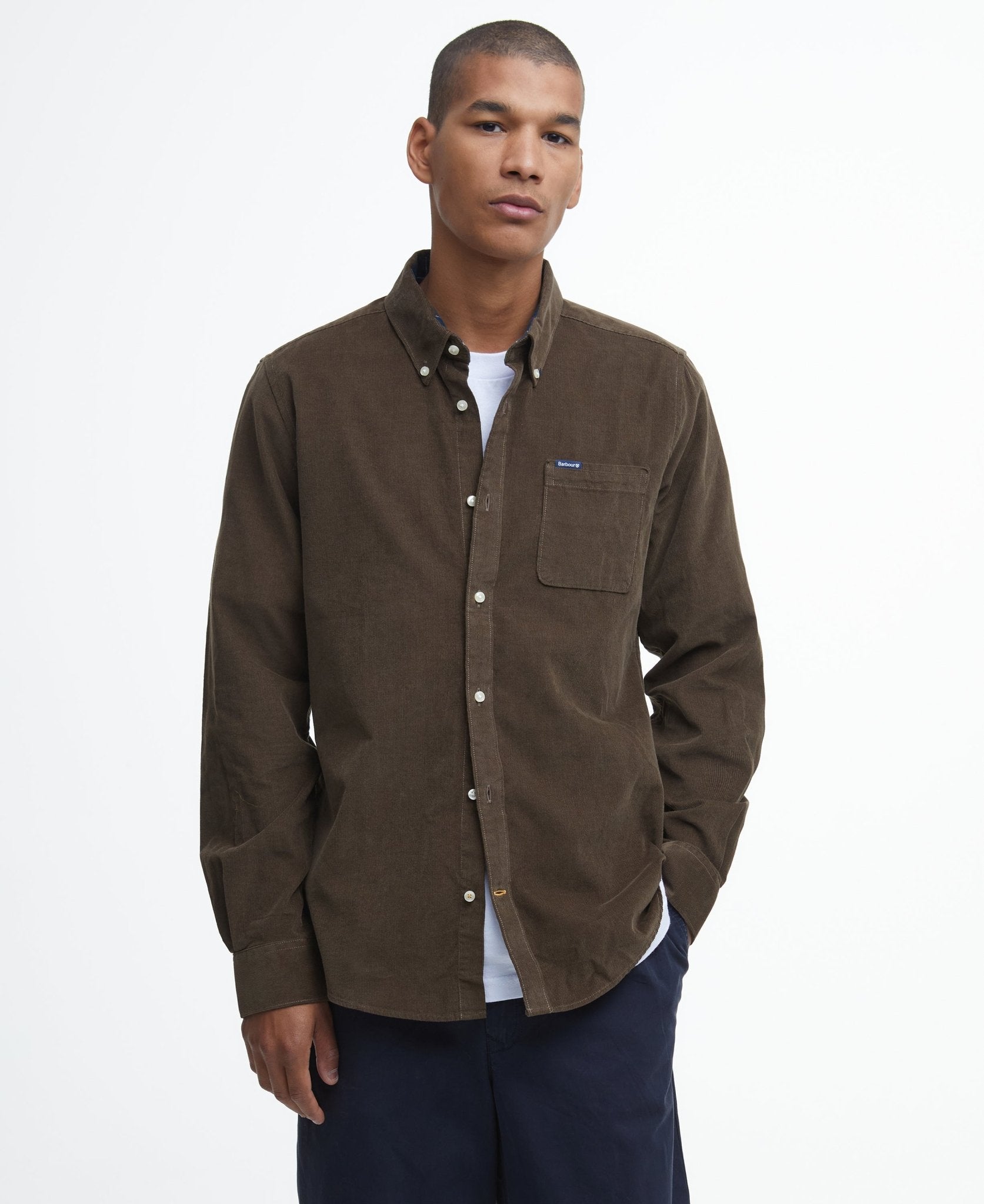 Young Ideas & Henmores -Ramsey Tailored Cord Shirt -GN91 Forest -L