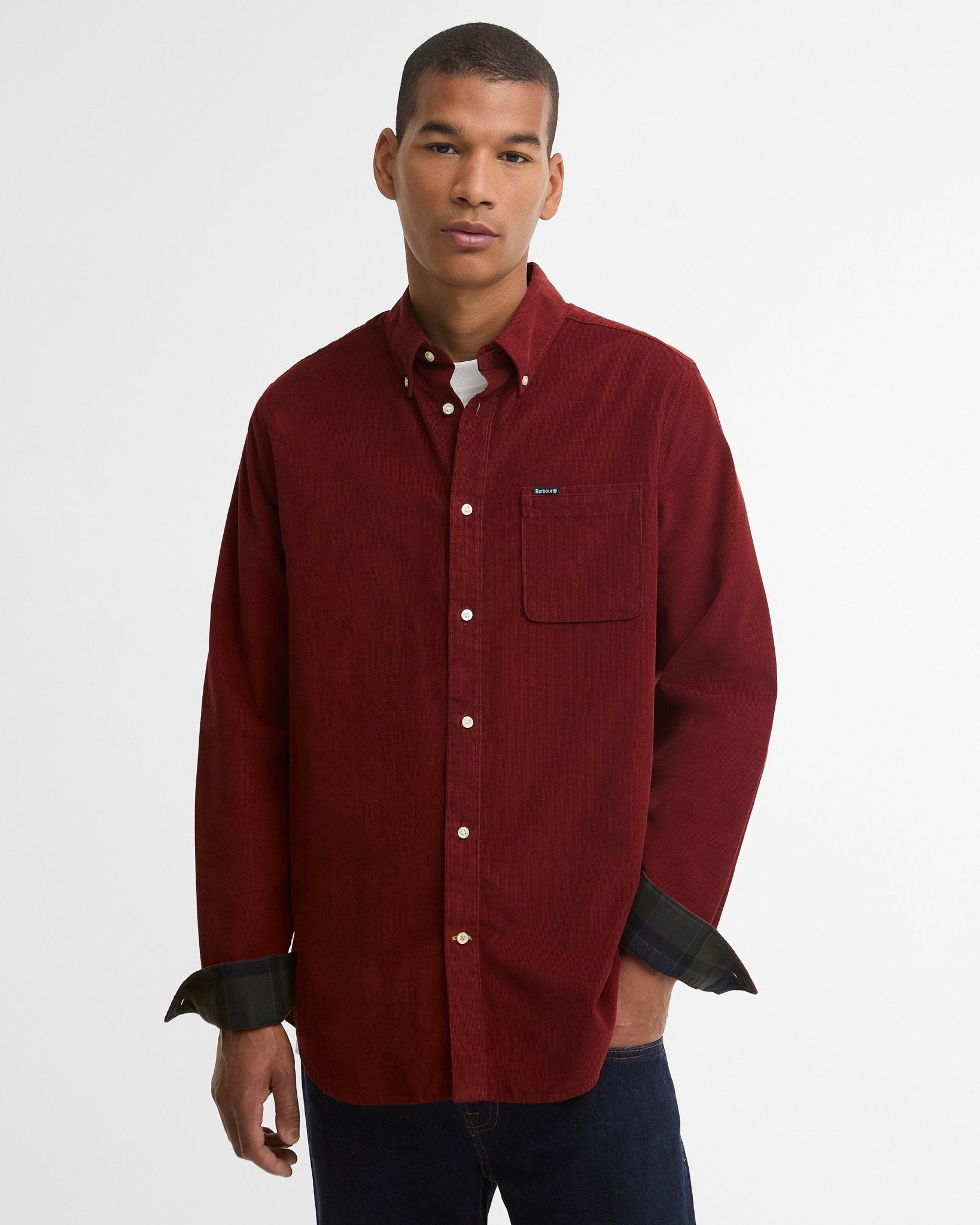 Young Ideas & Henmores -Ramsey Tailored Cord Shirt -GN91 Forest -L