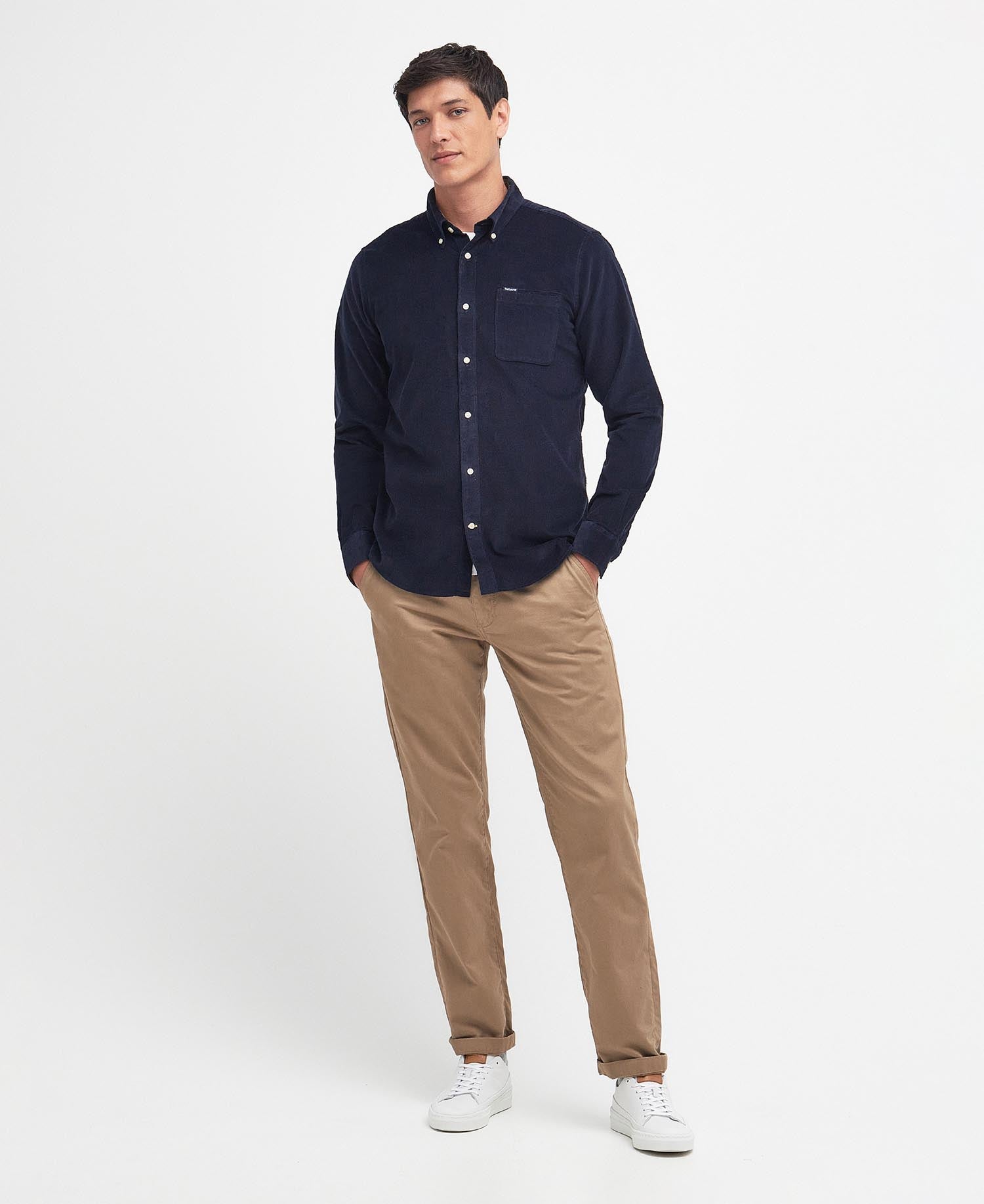 Young Ideas & Henmores -Ramsey Tailored Cord Shirt -GN91 Forest -L