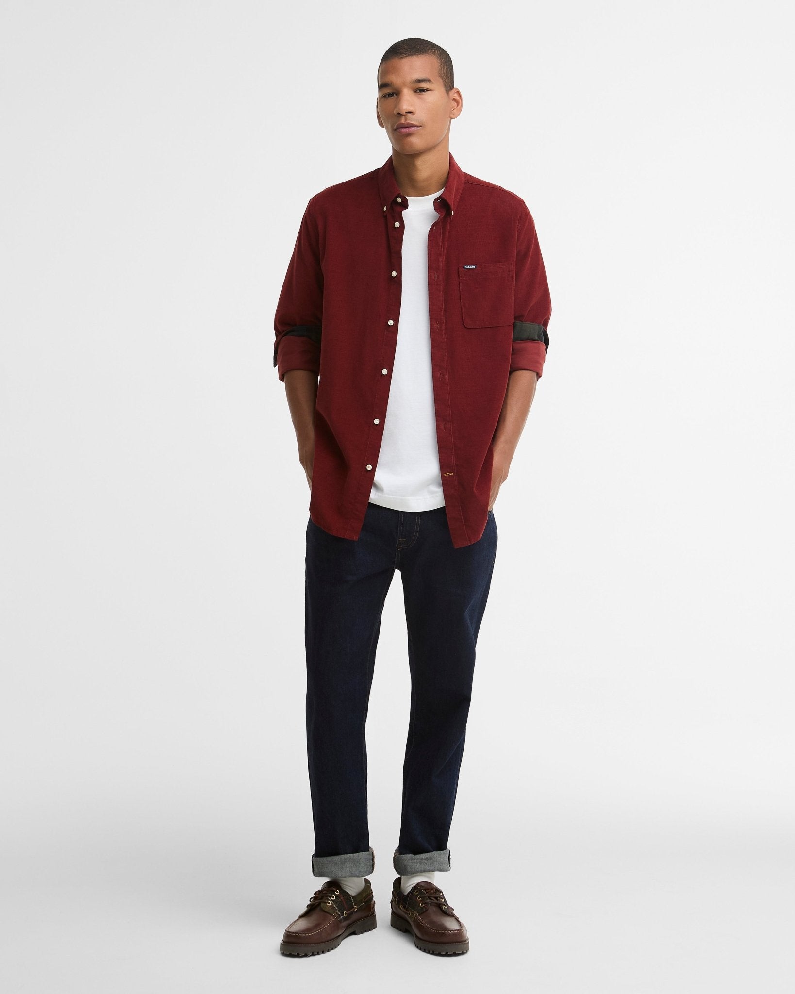Young Ideas & Henmores -Ramsey Tailored Cord Shirt -GN91 Forest -L