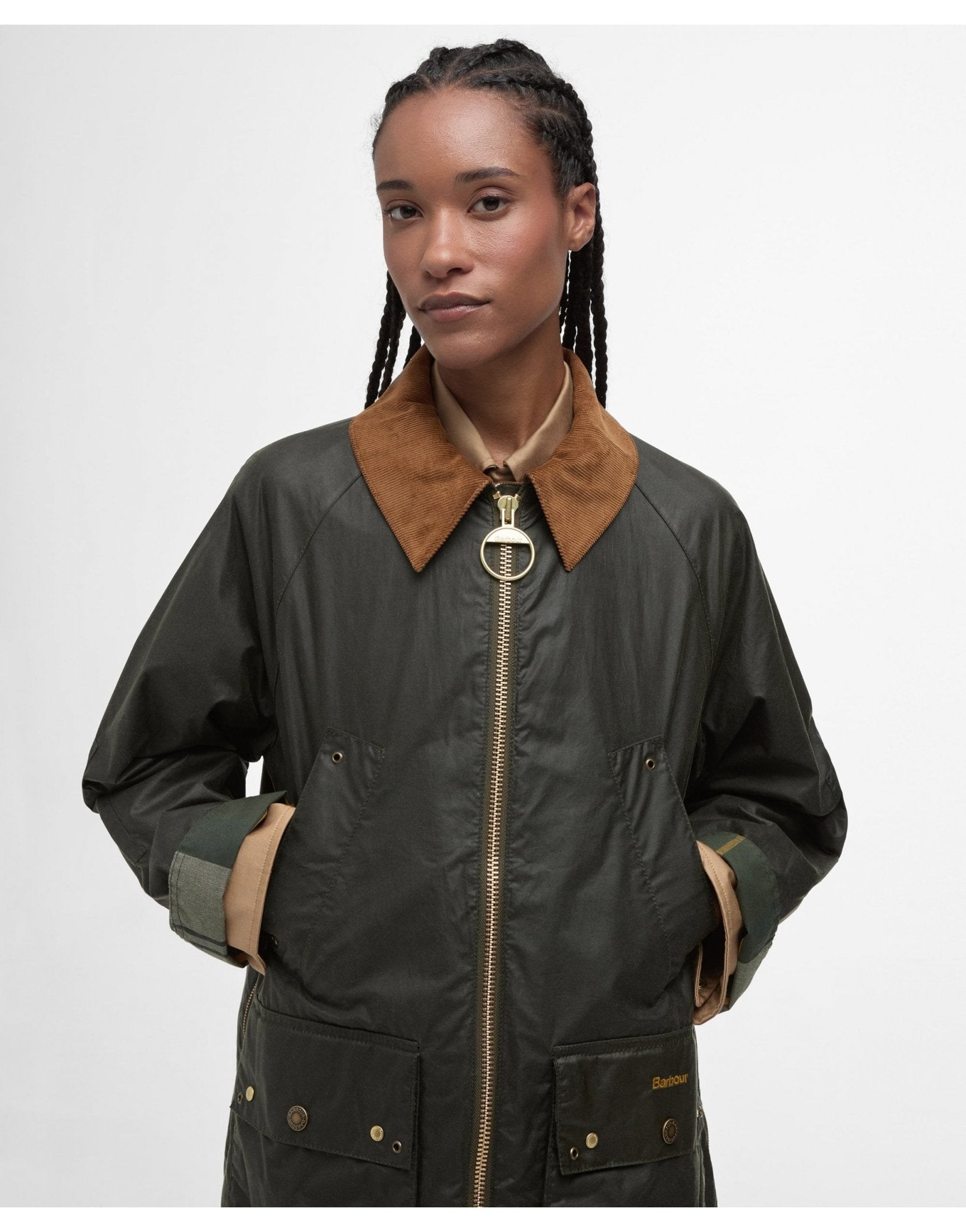 Young Ideas/Henmores - Re - Engineered Raelynn Wax Jacket - OL51 Archive Olive/Ancient Tartan - 8