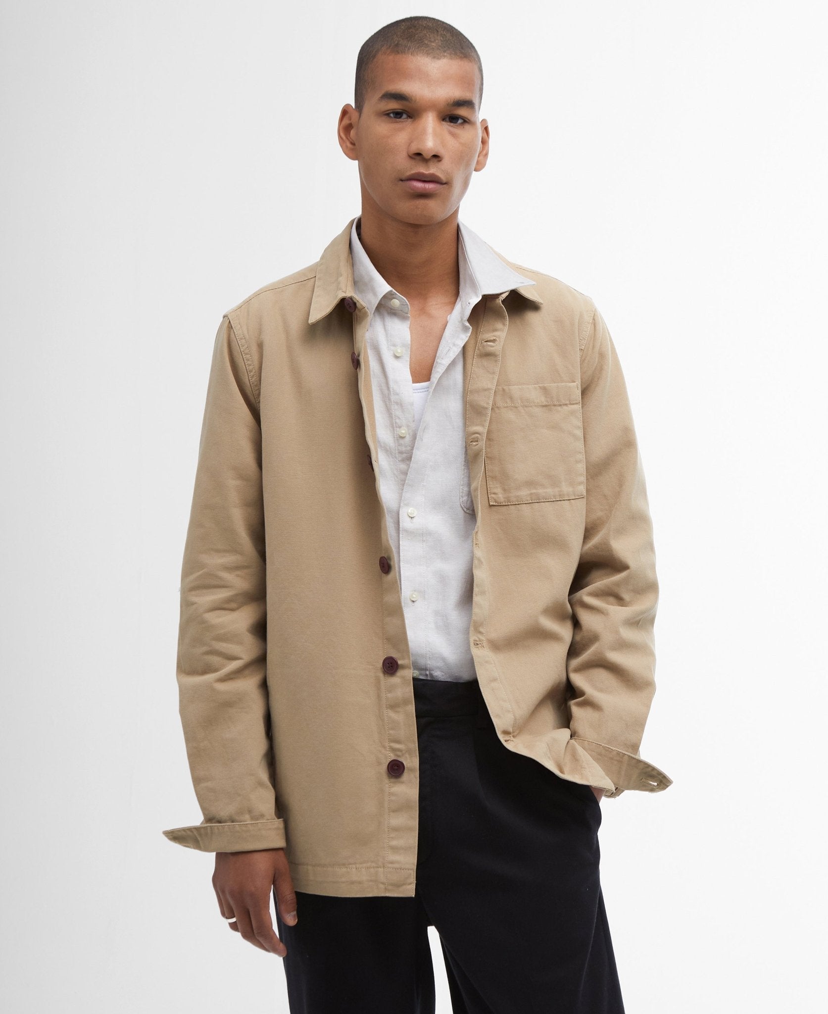 Young Ideas & Henmores - Regular Washed Overshirt - ST17 Washed Stone - M