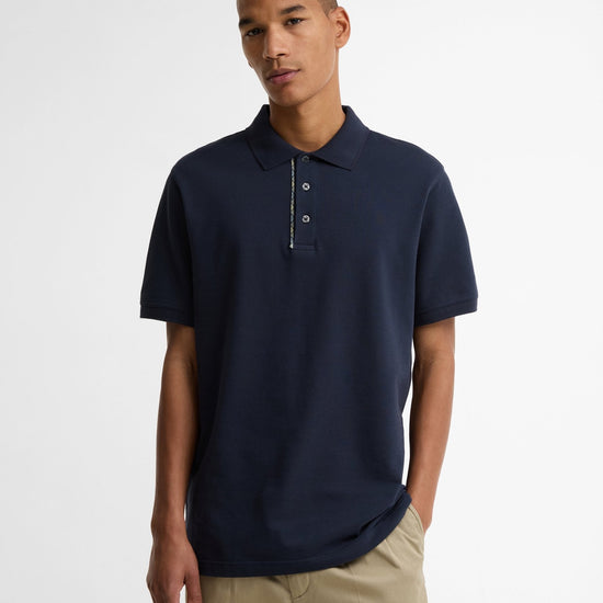 Young Ideas & Henmores - Reston Tartan Trim Tailored Polo Shirt - NY91 Navy - M