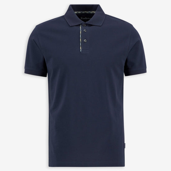 Young Ideas & Henmores - Reston Tartan Trim Tailored Polo Shirt - NY91 Navy - M