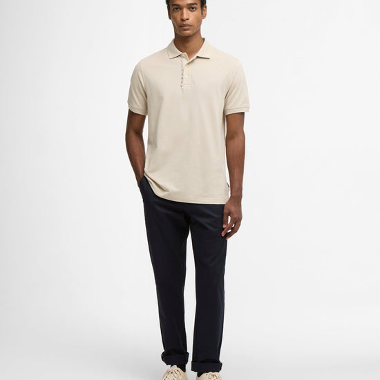 Young Ideas & Henmores - Reston Tartan Trim Tailored Polo Shirt - BE12 Mist - M