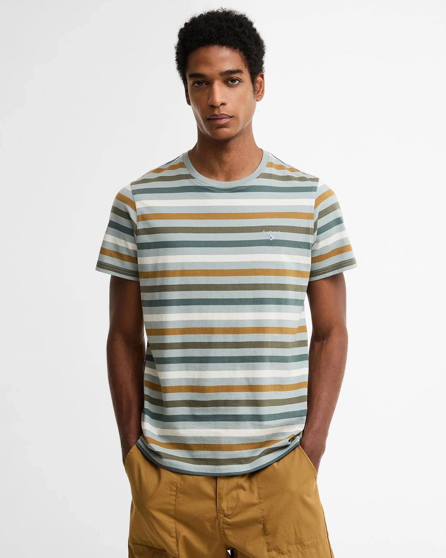 Young Ideas & Henmores - Rokeby Yarn Dye Stripe T-Shirt - TE13 Dusty Slate - M