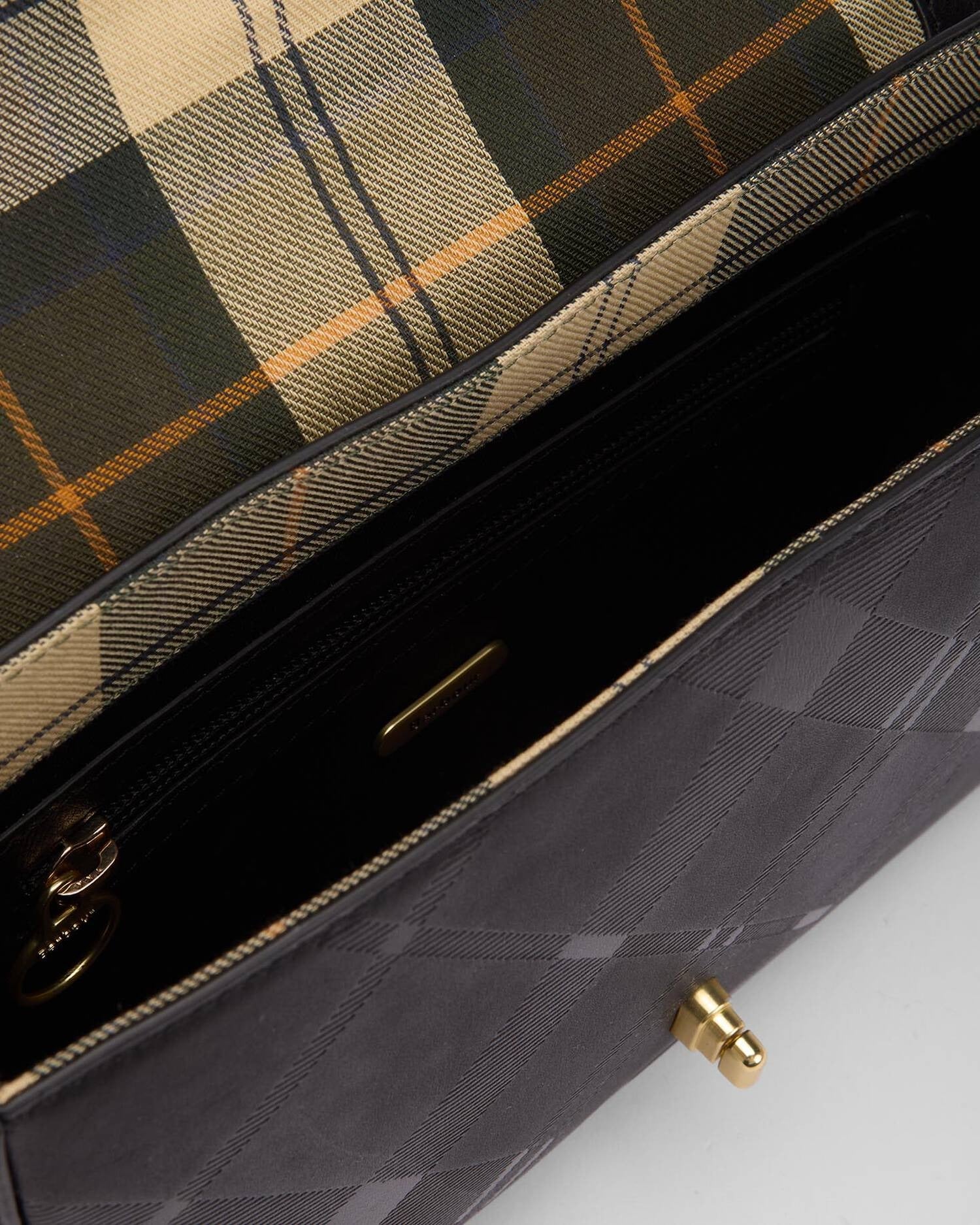 Young Ideas/Henmores - Rosa Deboss Leather Crossbody Bag - BK11 Black/ Deboss Tartan - OS