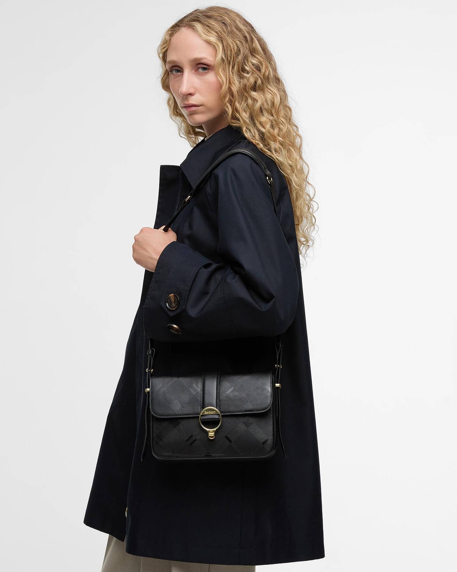 Young Ideas/Henmores - Rosa Deboss Leather Crossbody Bag - BK11 Black/ Deboss Tartan - OS