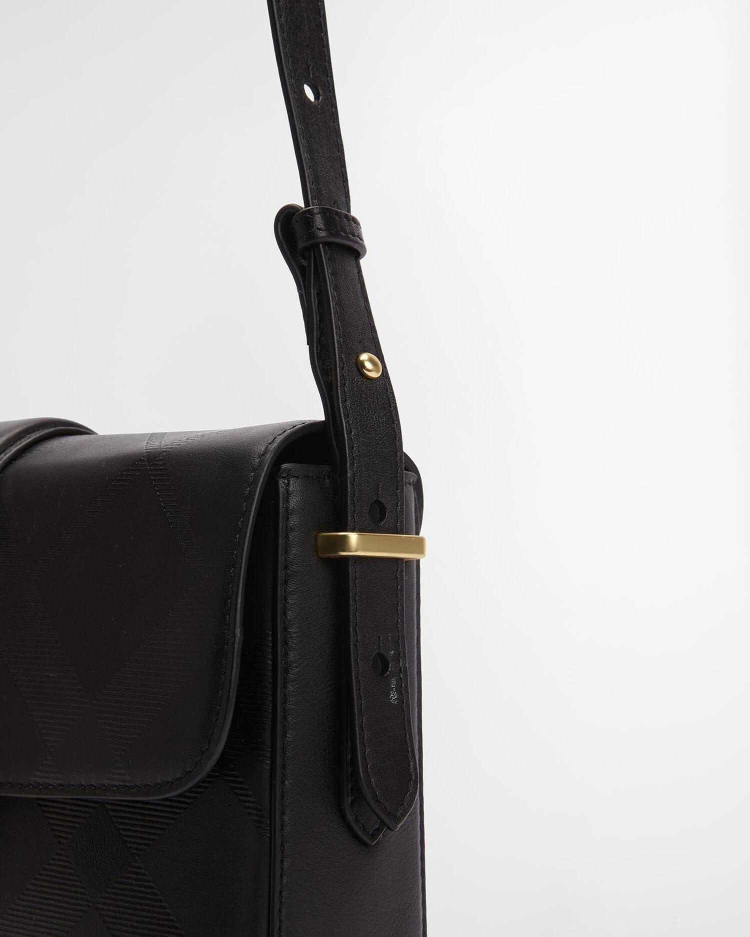 Young Ideas/Henmores - Rosa Deboss Leather Crossbody Bag - BK11 Black/ Deboss Tartan - OS