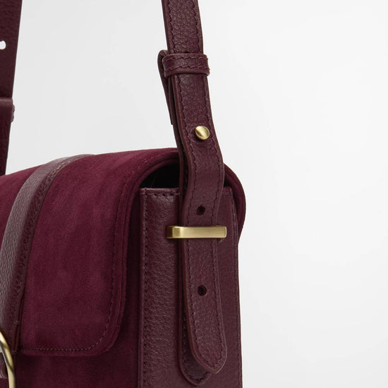 Young Ideas/Henmores - Rosa Suede & Leather Crossbody Bag - RE94 Burgundy - OS