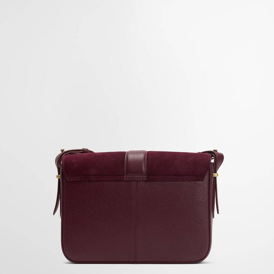 Young Ideas/Henmores - Rosa Suede & Leather Crossbody Bag - RE94 Burgundy - OS