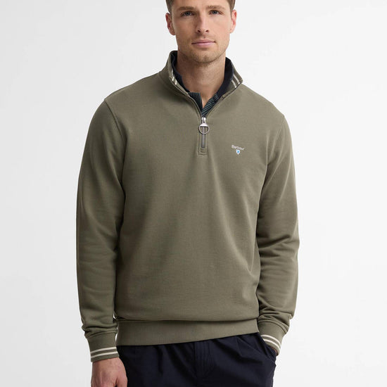 Young Ideas & Henmores - Rosford Half Zip Sweatshirt - OL56 Dusty Olive - M