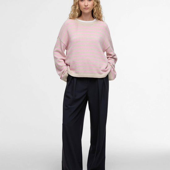 Young Ideas/Henmores - Rosie Knitted Jumper - ST11 Oat/Cherry Blossom Stripe - 8