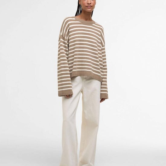 Young Ideas/Henmores - Rosie Knitted Jumper - BR12 Fawn/Ecru Stripe - 8